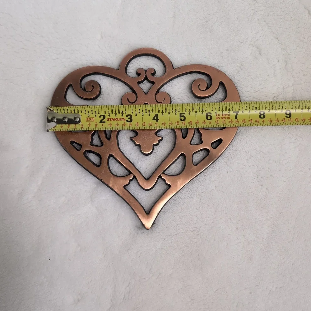 Pampered Chef Trivet Copper Heart Cast Iron Scroll 2006 Round Up from the Heart